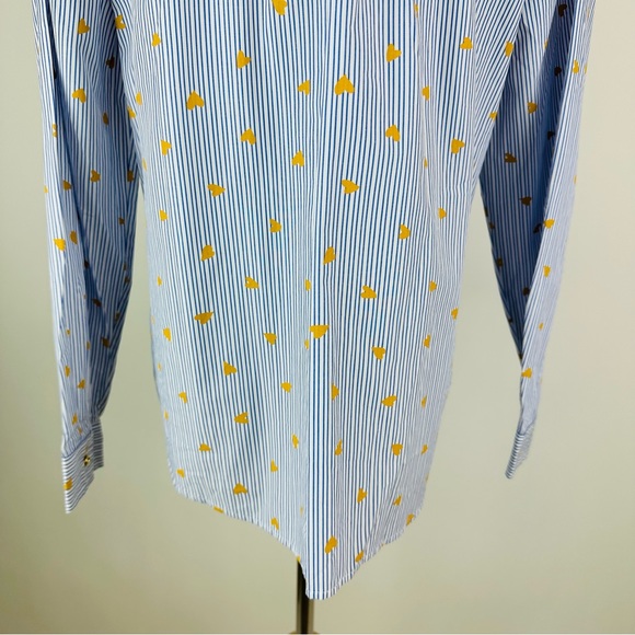 Talbots Ruffle Striped Heart Print Button Down Shirt Large Petite - Picture 14 of 15